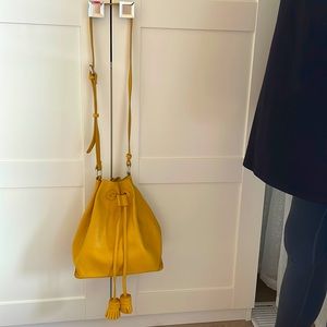 Gold leather Zara cinch bag in good condition